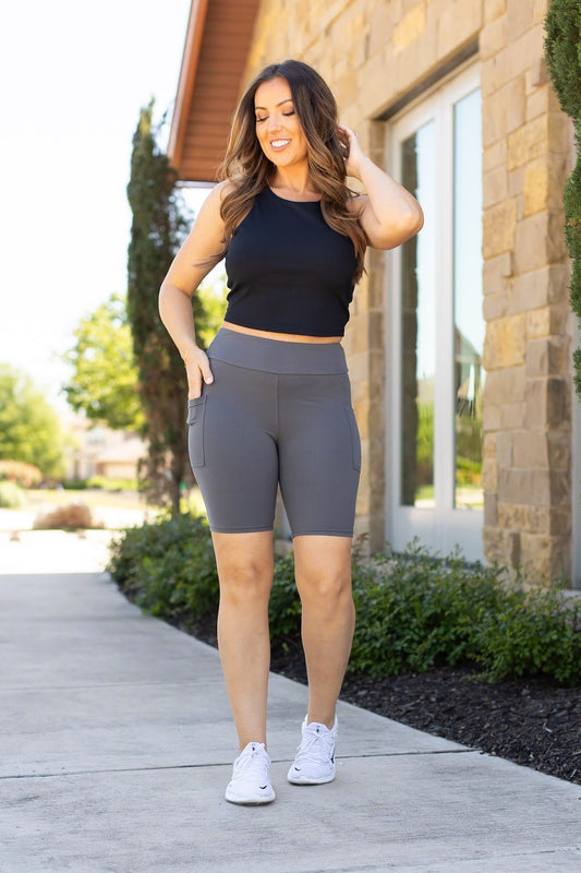 Charcoal Grey Biker Shorts
