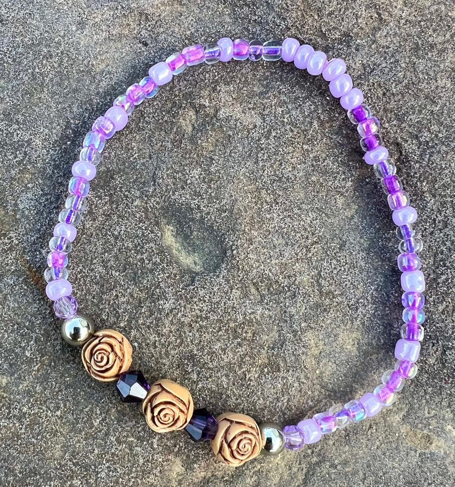 Handmade Rosette Purple Anklet/Bracelet - Small