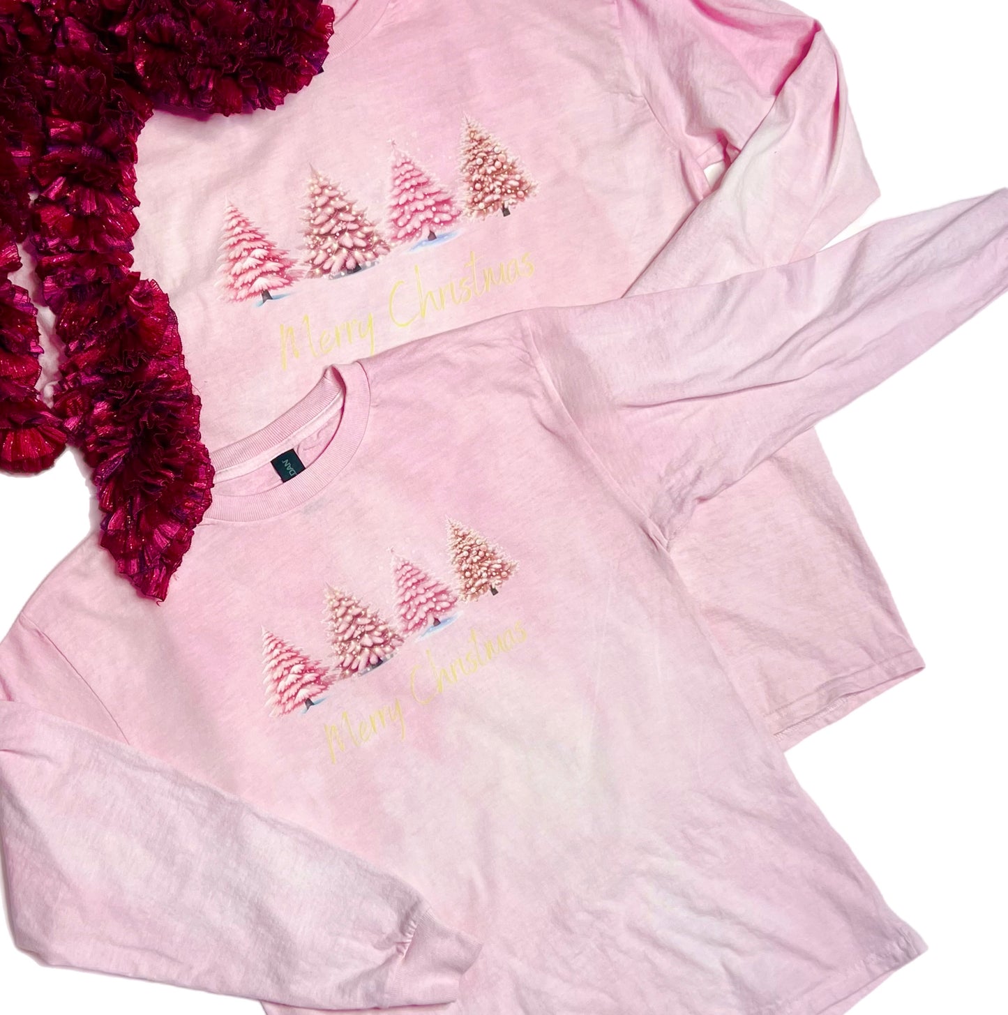 Mom & Me Pink Christmas Shirts