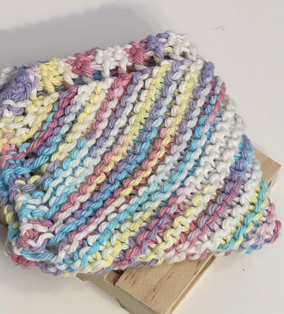 White Corner Spring Bouquet 100% Cotton Hand Knit Dish Cloth