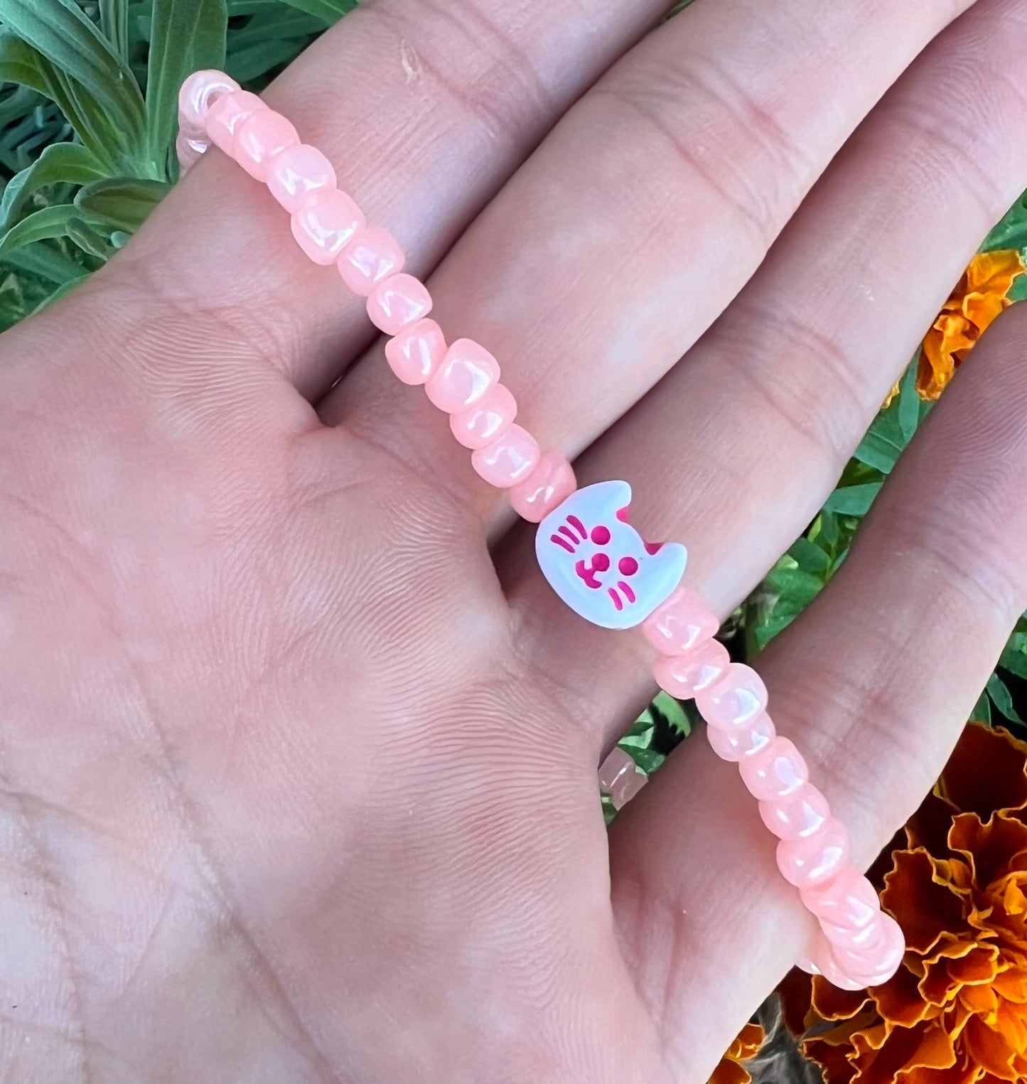 Handmade Kitty Cat Pink Anklet/Bracelet -Small