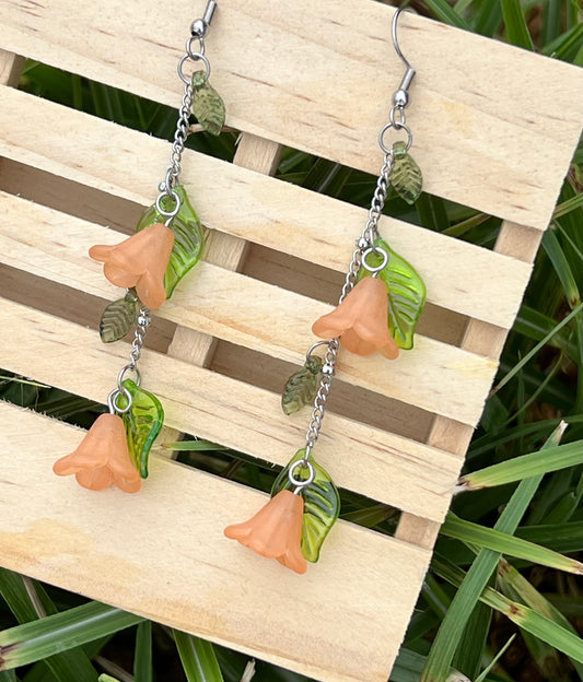 Peach Floral Earrings