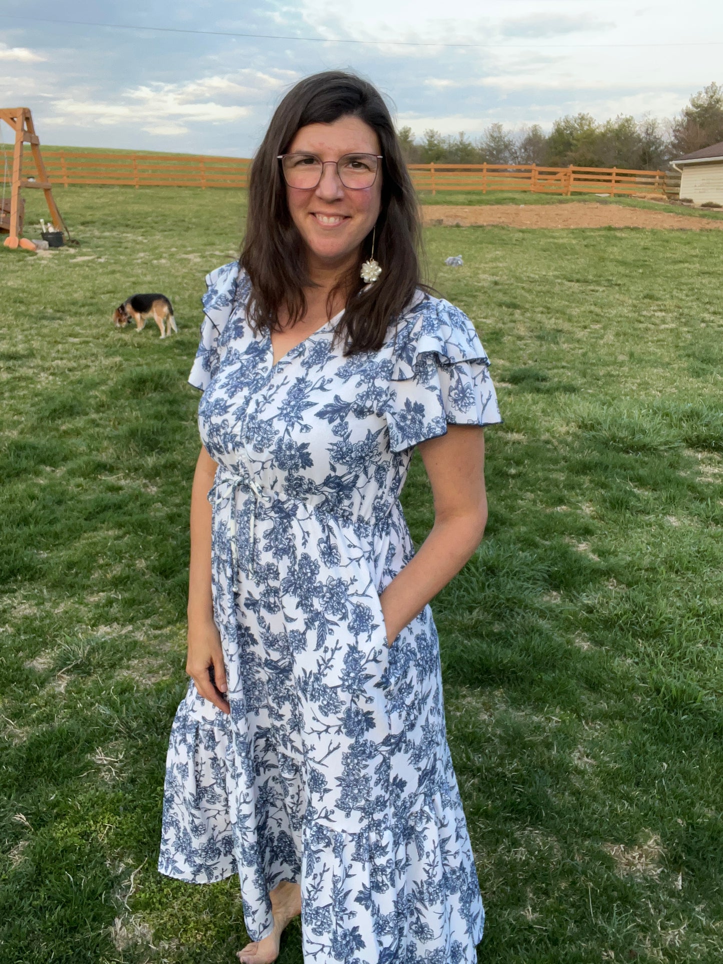 Haptics Blue Floral Maxi Dress