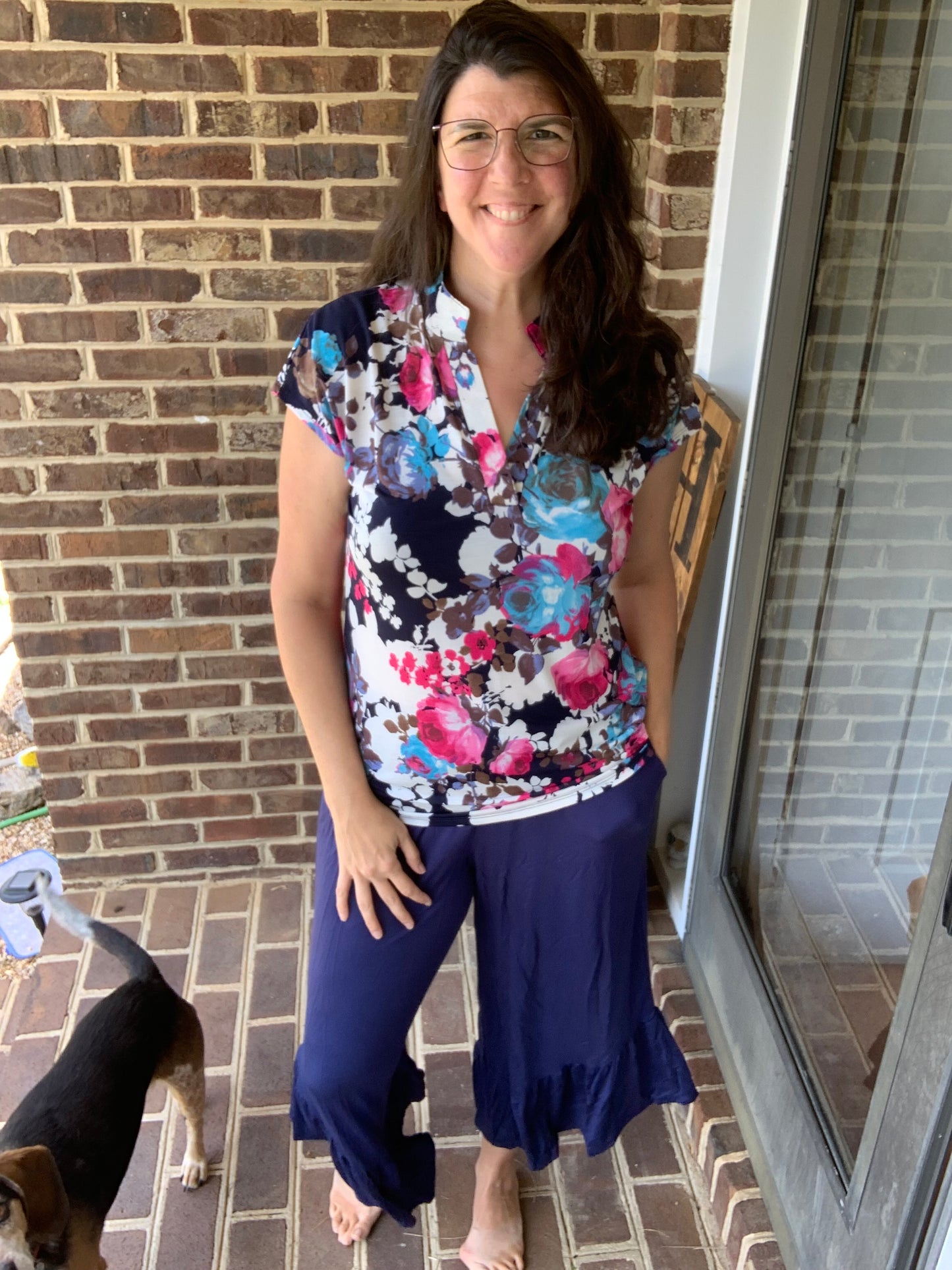 Navy Ruffle Pants w/ Pockets