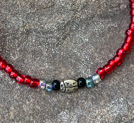Handmade Dainty Ladybug Anklet - Medium
