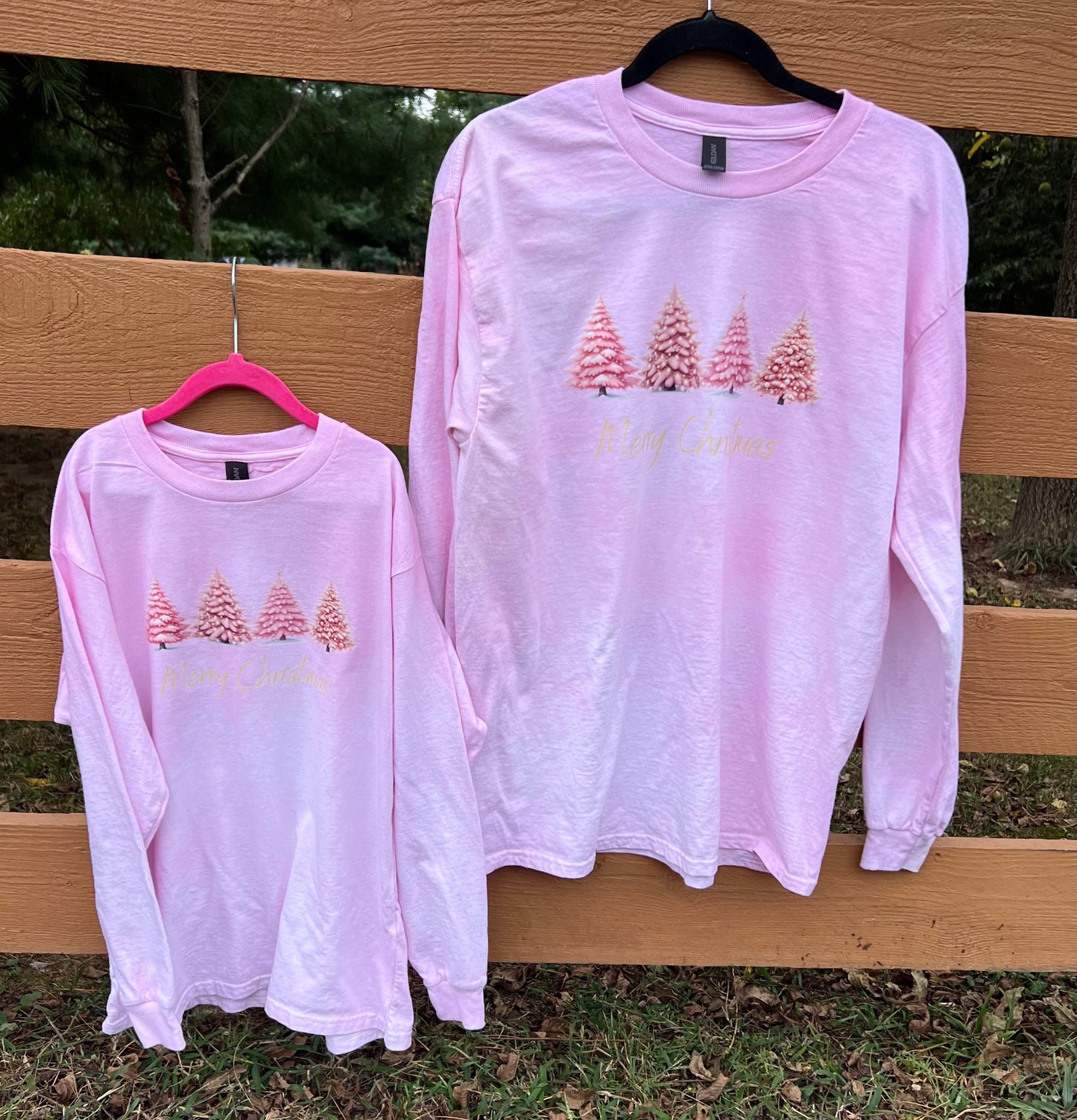 Mom & Me Pink Christmas Shirts