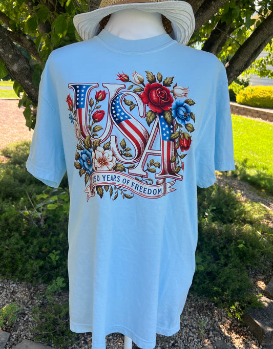 Floral USA 250 Years of Freedom T-Shirt