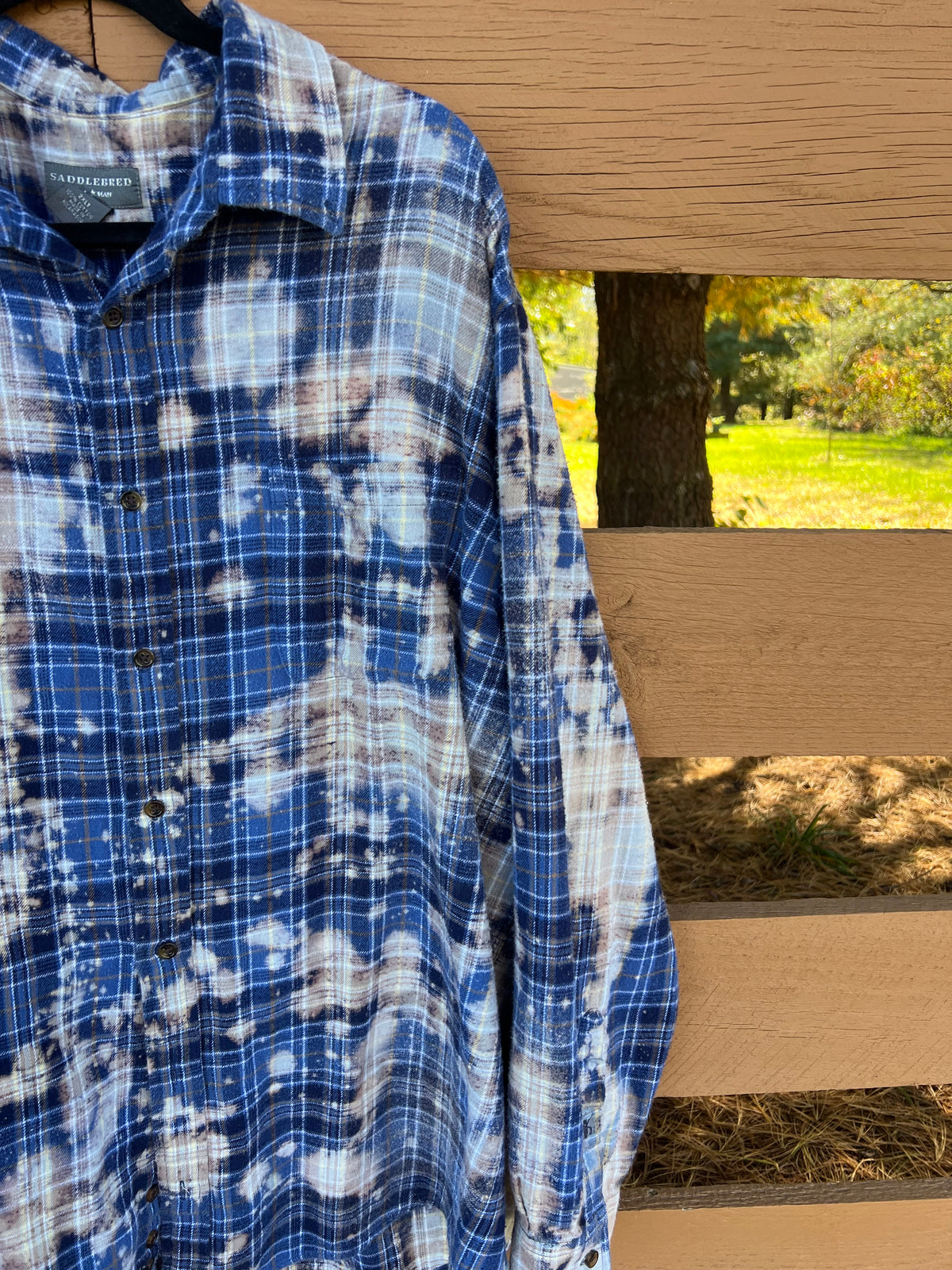 Upcycled Flannel - Sweet Raccoon Bleach Art - Men’s 2XL