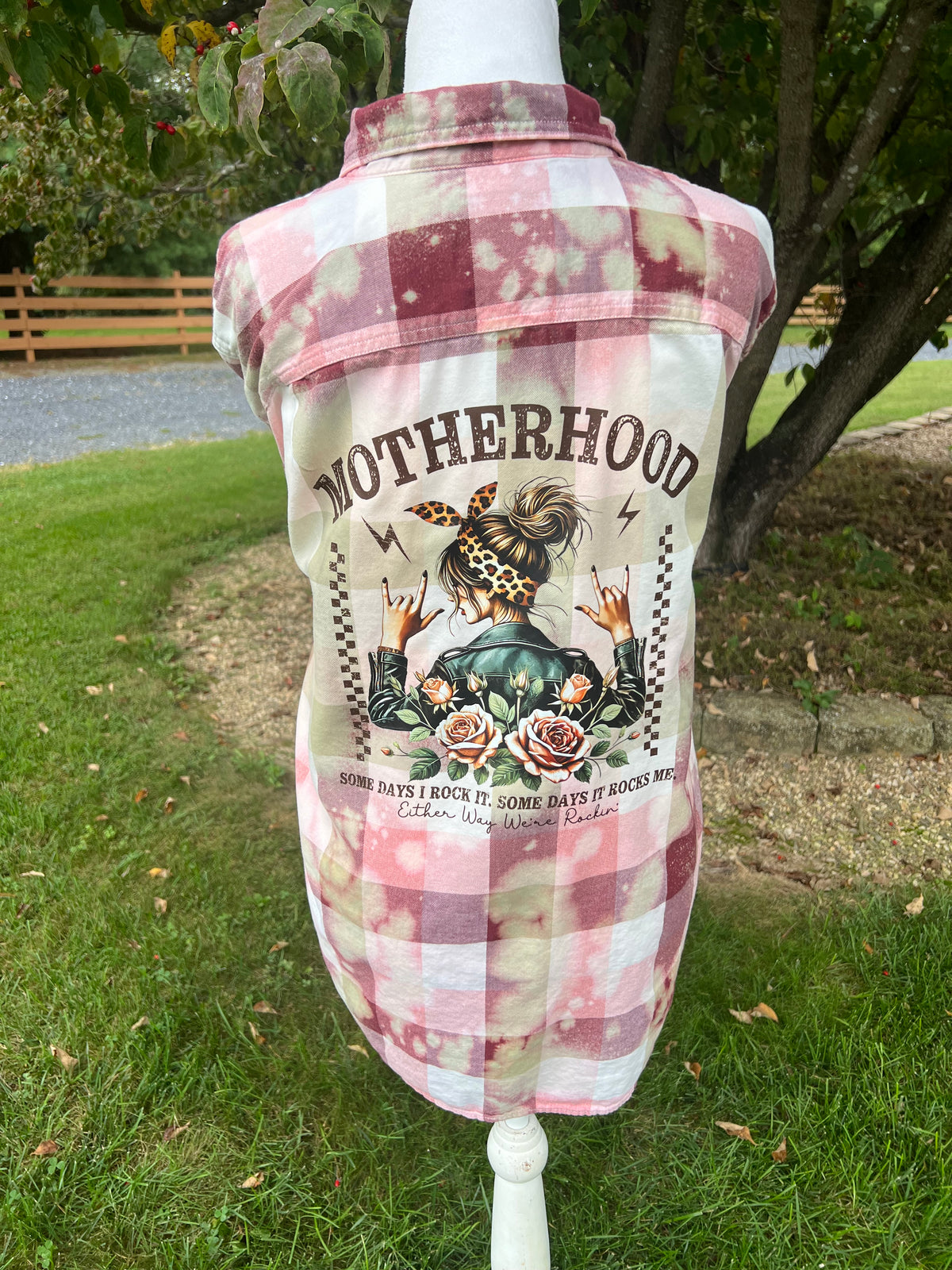 Upcycled Flannel -  Motherhood Bleach Art