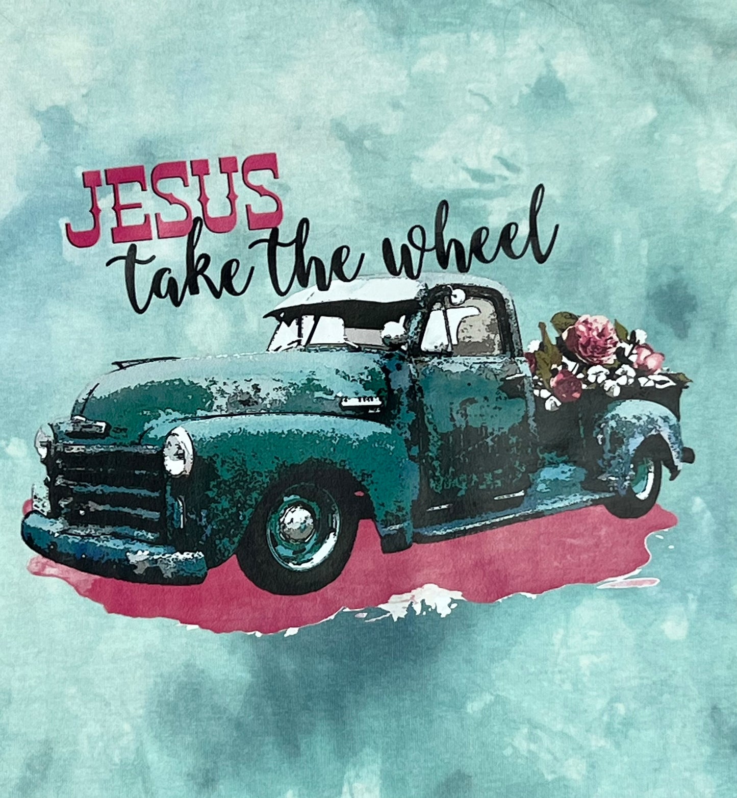 Jesus Take the Wheel - Custom T-Shirt w/ Truck Design - Hand Dyed