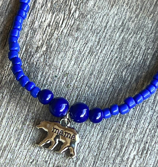 Handmade Blue Lovers Mama Bear Anklet/Bracelet - Large