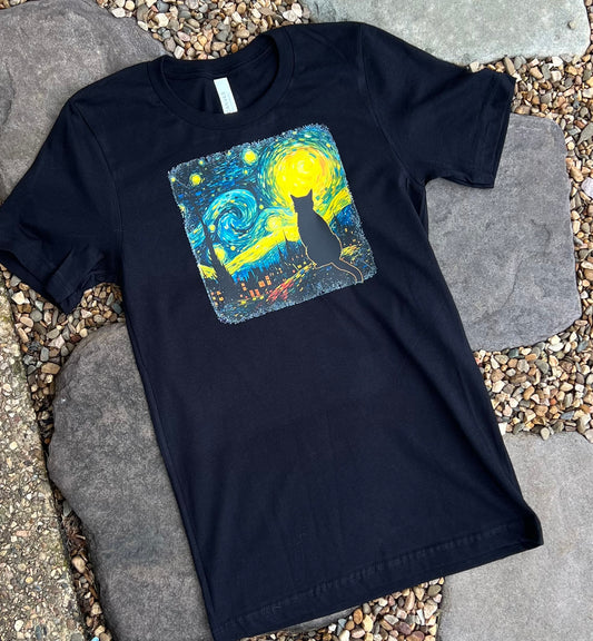 Van Gogh Inspired Cat Lovers T-Shirt