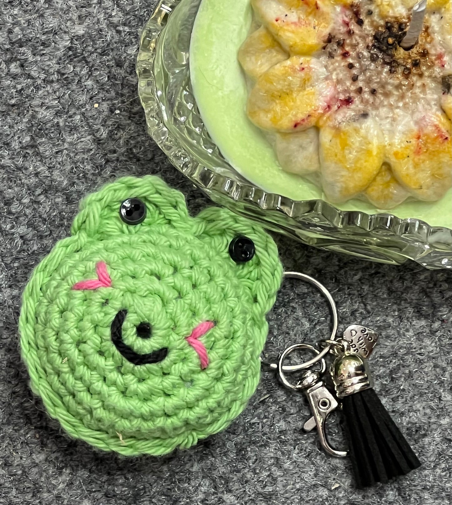 Cute Frog Cotton Crochet Keychain