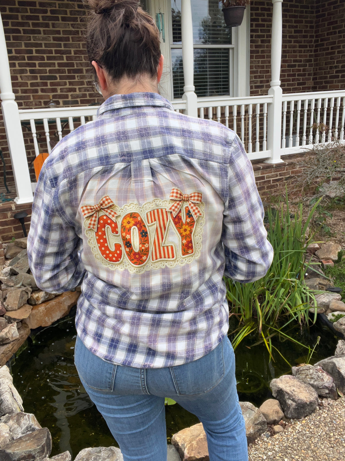 Upcycled Flannel - All Cozy Fall Floral Bleach Art - Men’s Small