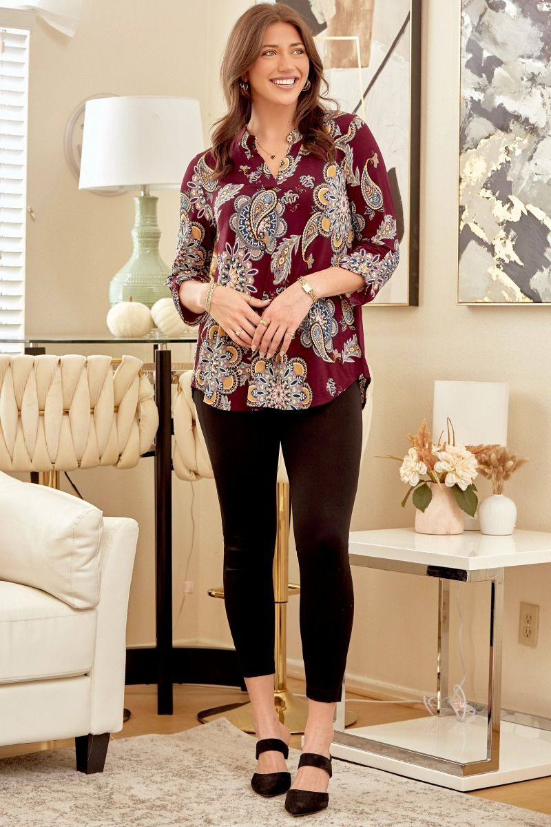 Dear Scarlett Paisley Lizzy 3/4 Sleeve Top