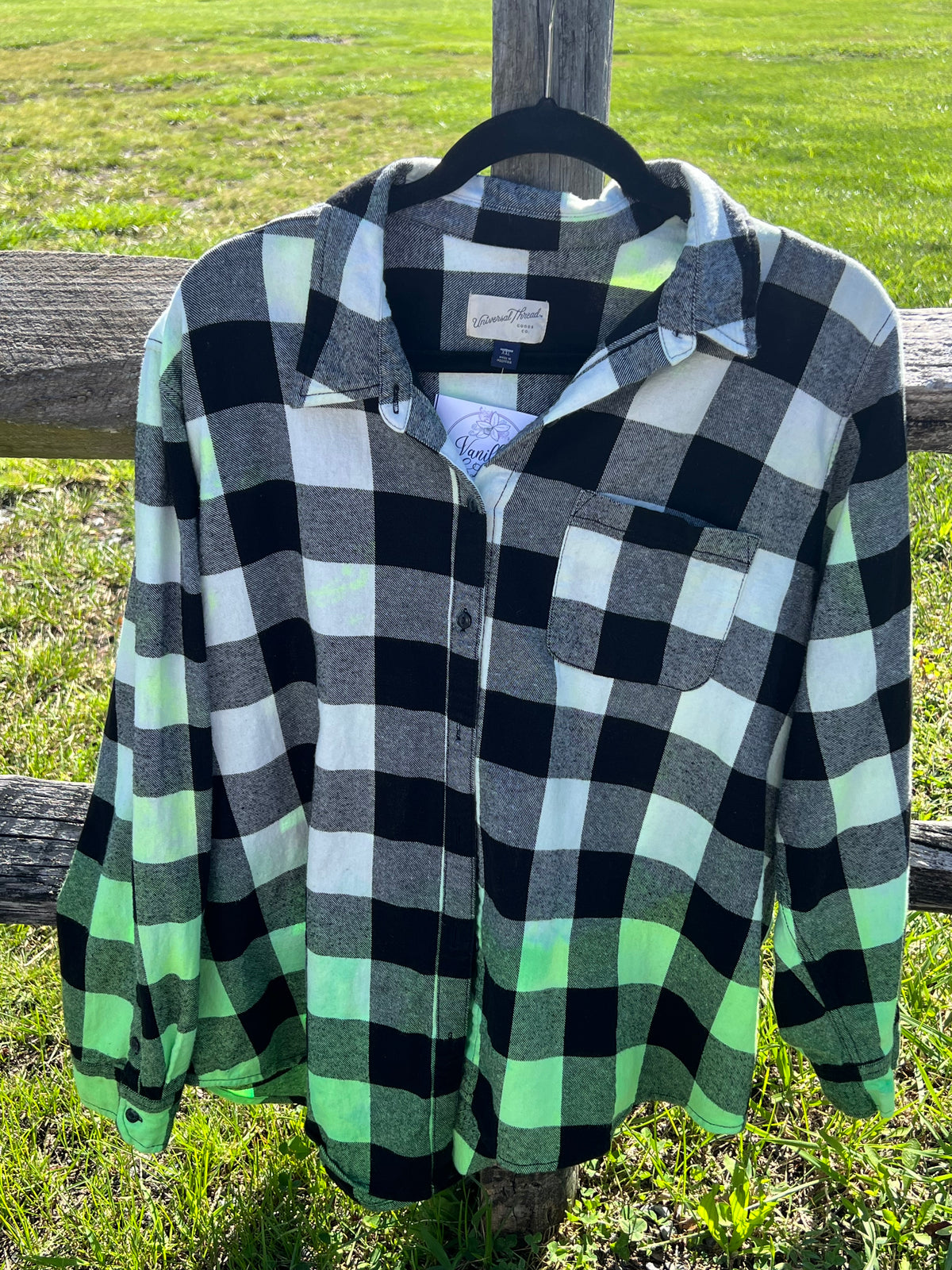 Upcycled Flannel - Stay Creepy - Dip Dyed - Women’s 2XL