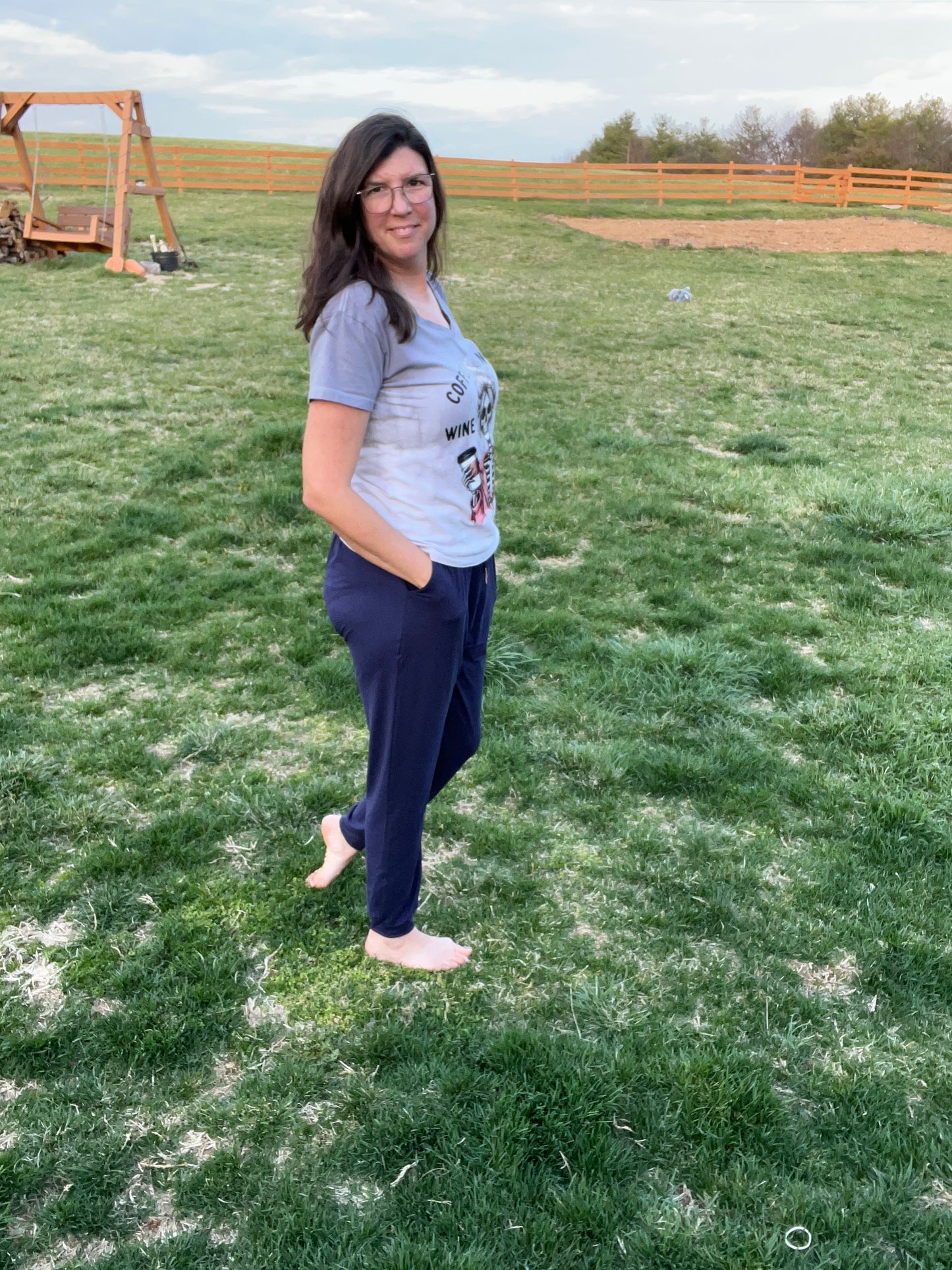 Navy Joggers - Soft Legging Material