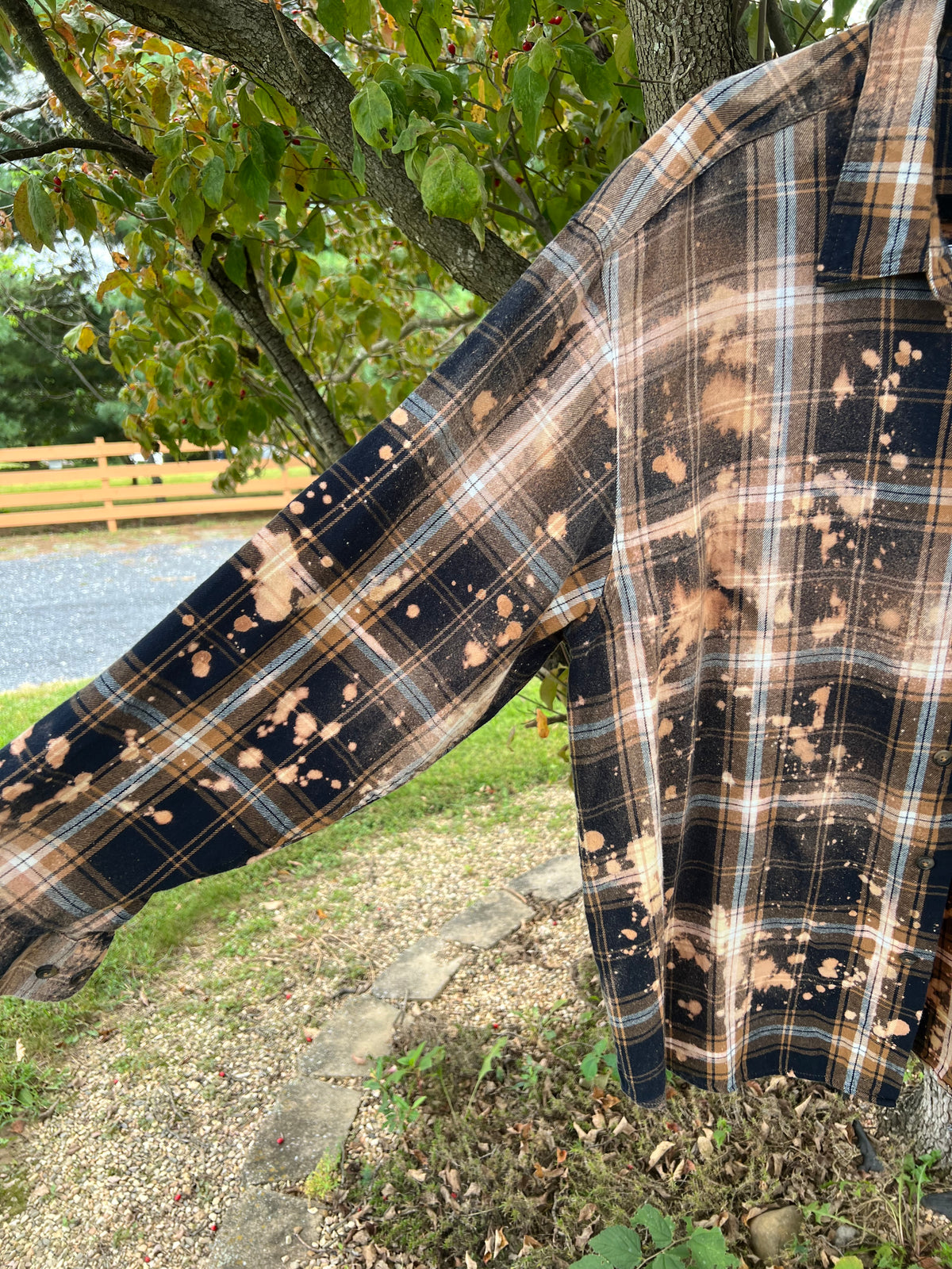 Upcycled Flannel - Pumpkin Season Bleach Art - Men’s 2XL