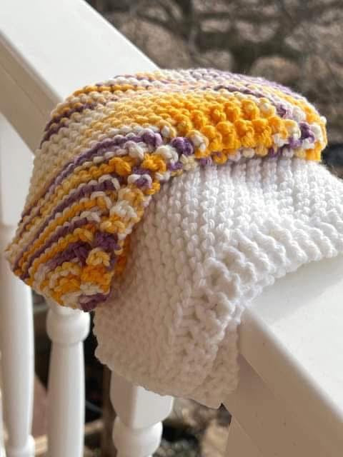 JMU Inspired 100% Cotton Hand Knit Dish Cloth Set