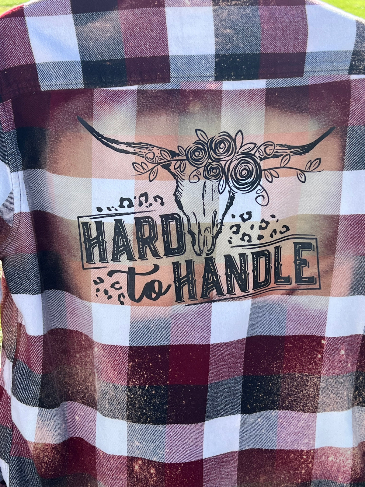 Upcycled Flannel - Hard to Handle Bleach Art - Men’s Medium UNISEX