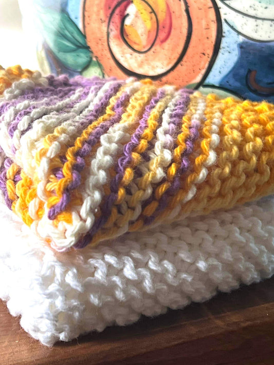 JMU Inspired 100% Cotton Hand Knit Dish Cloth Set