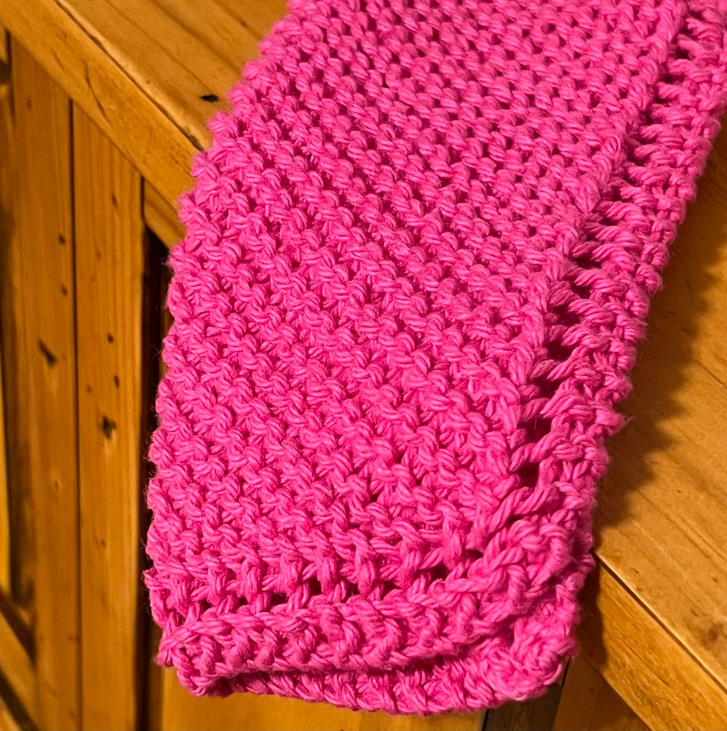 Deep Pink 100% Cotton Hand Knit Dish Cloth