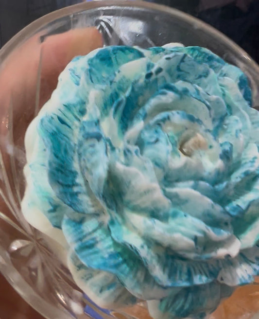 Teal Flower Candle