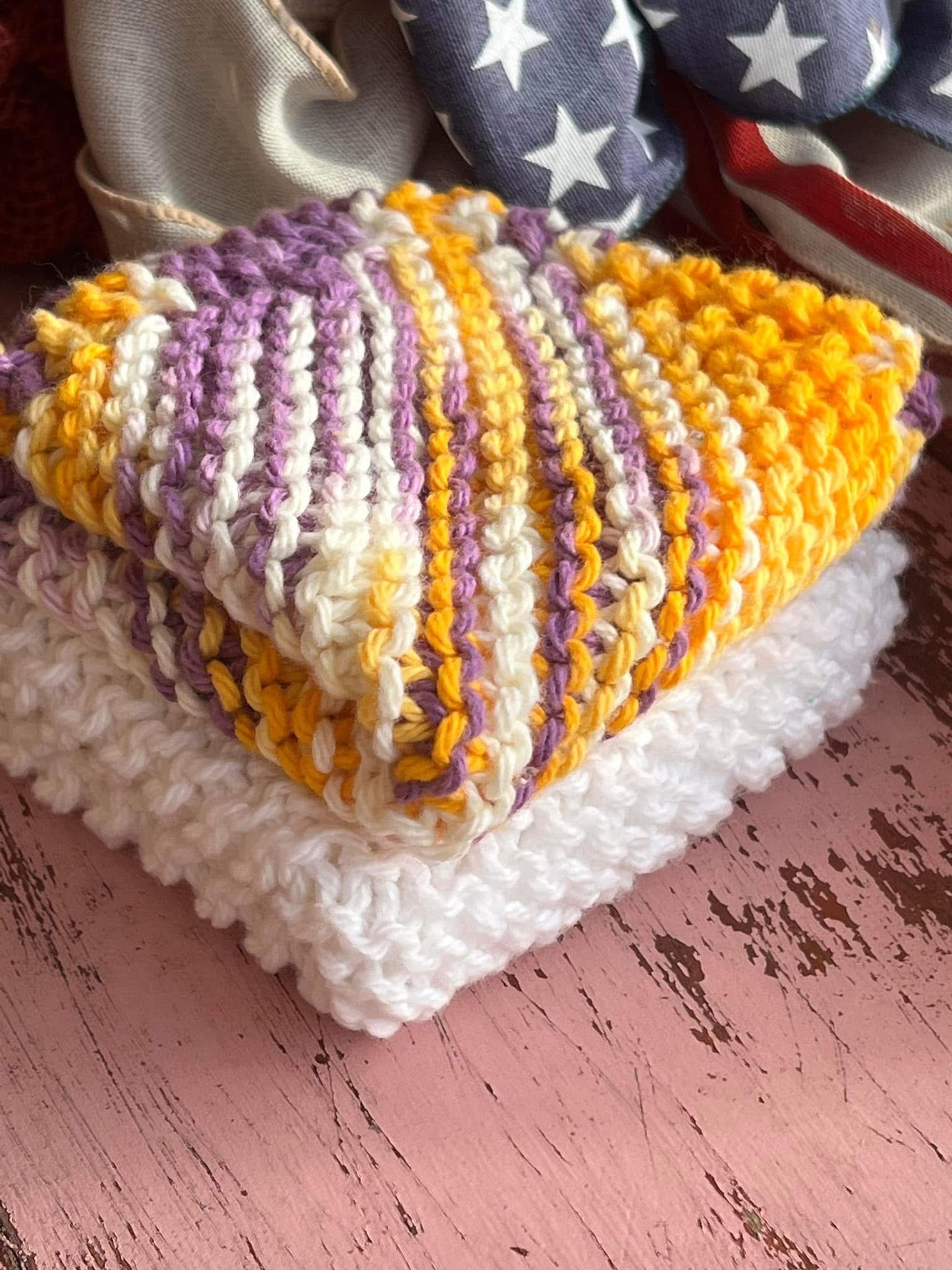JMU Inspired 100% Cotton Hand Knit Dish Cloth Set