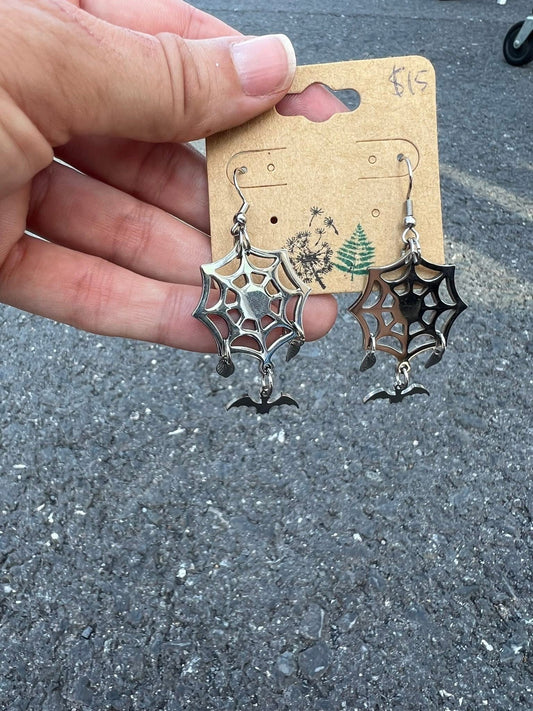 Bat & Spider Web Earrings