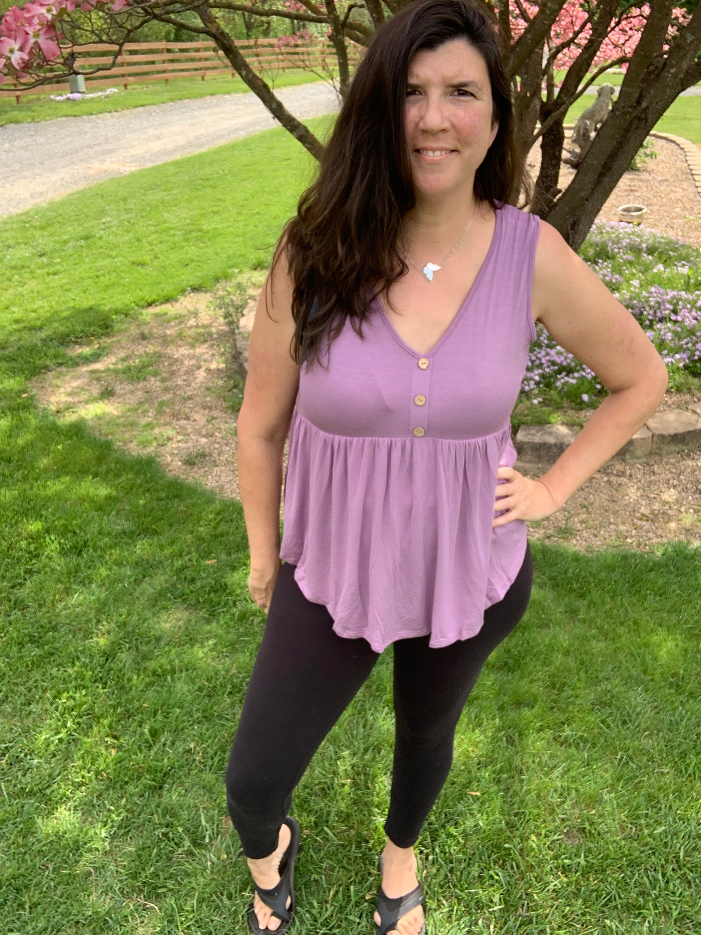 Lavender Babydoll Button Tank